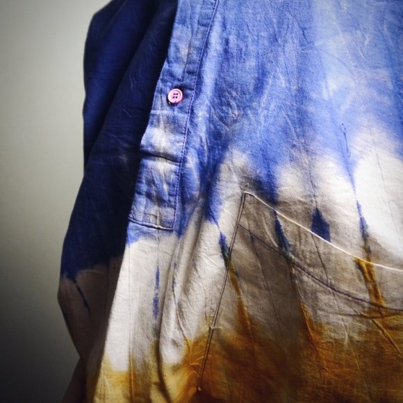 Oversized Blue, Yellow & Green Tie-Dye Top |Size M - Picture 3 of 6